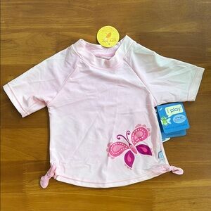 i play. Pink Butterfly Rashguard Swim Top